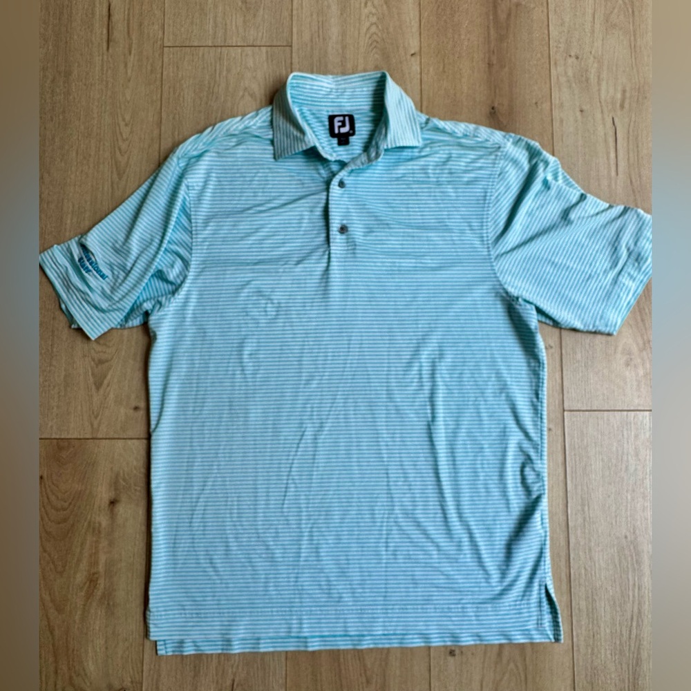FootJoy Golf Polo Size M MCG Northwest Staff Shirt Mini Stripe Lisle Blue